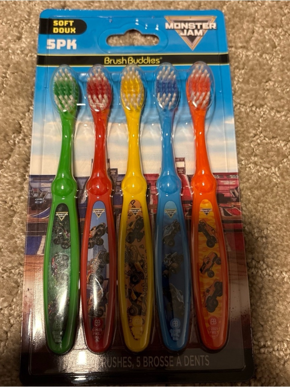 Monster Jam Set Of 5 Children’s Toothbrushes Brush Buddies Soft